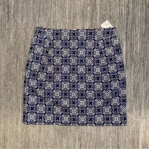 J. Crew Blue and White Mini Pencil Skirt